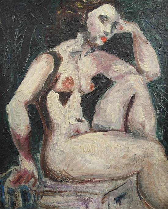 John Strachey (20th C.) Seated female nude, 24 x 20in.